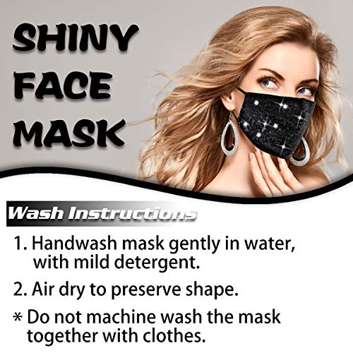 Sparkly Sequin Face Mask with Adjustable Ear Loops for Women, White Sparkly Sequin Face Mask with Adjustable Ear Loops for Women, White